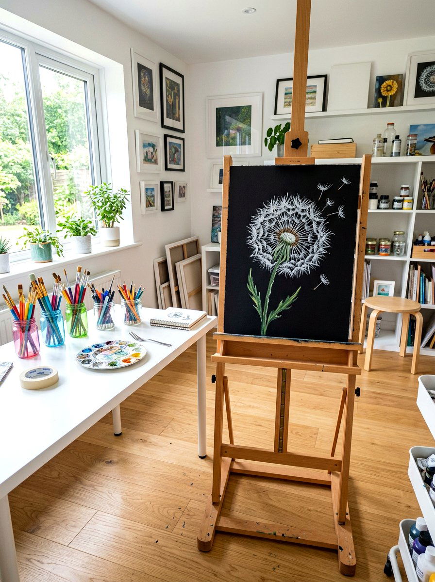 Fork painted dandelion - 25 Spring Craft Ideas for Kids