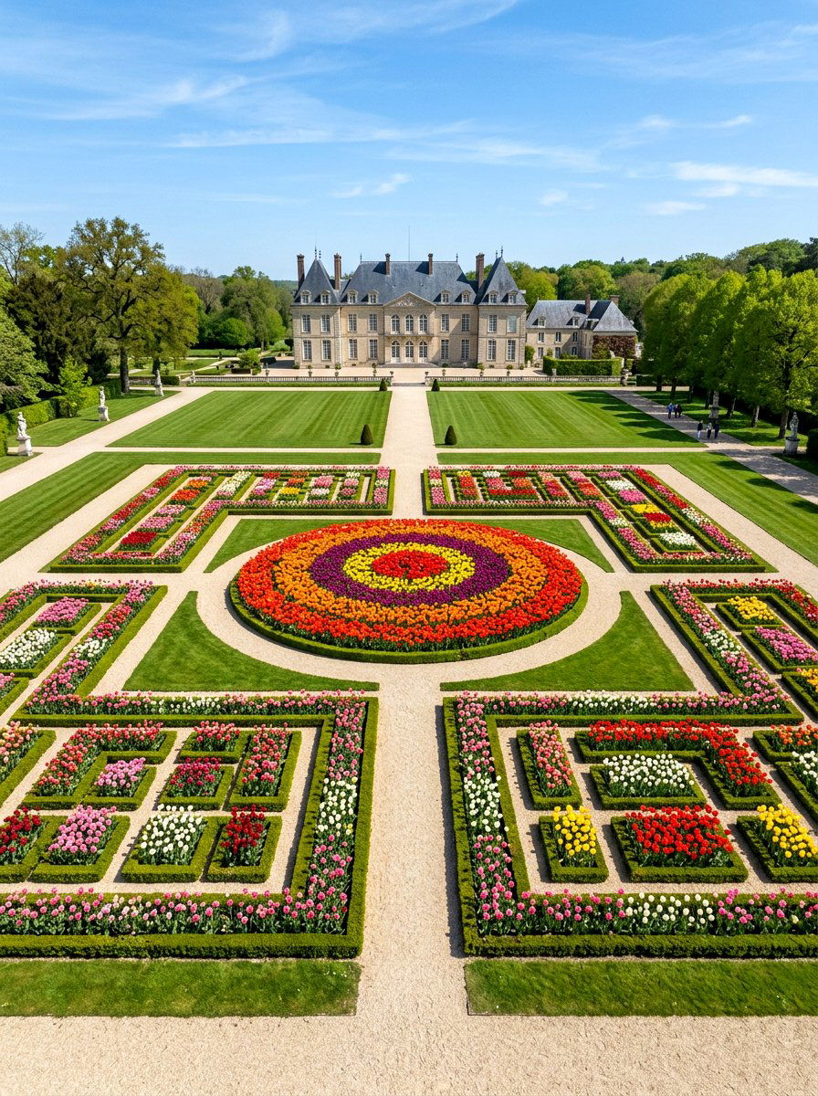 Formal tulip parterre - 25 Spring Tulip Garden Ideas