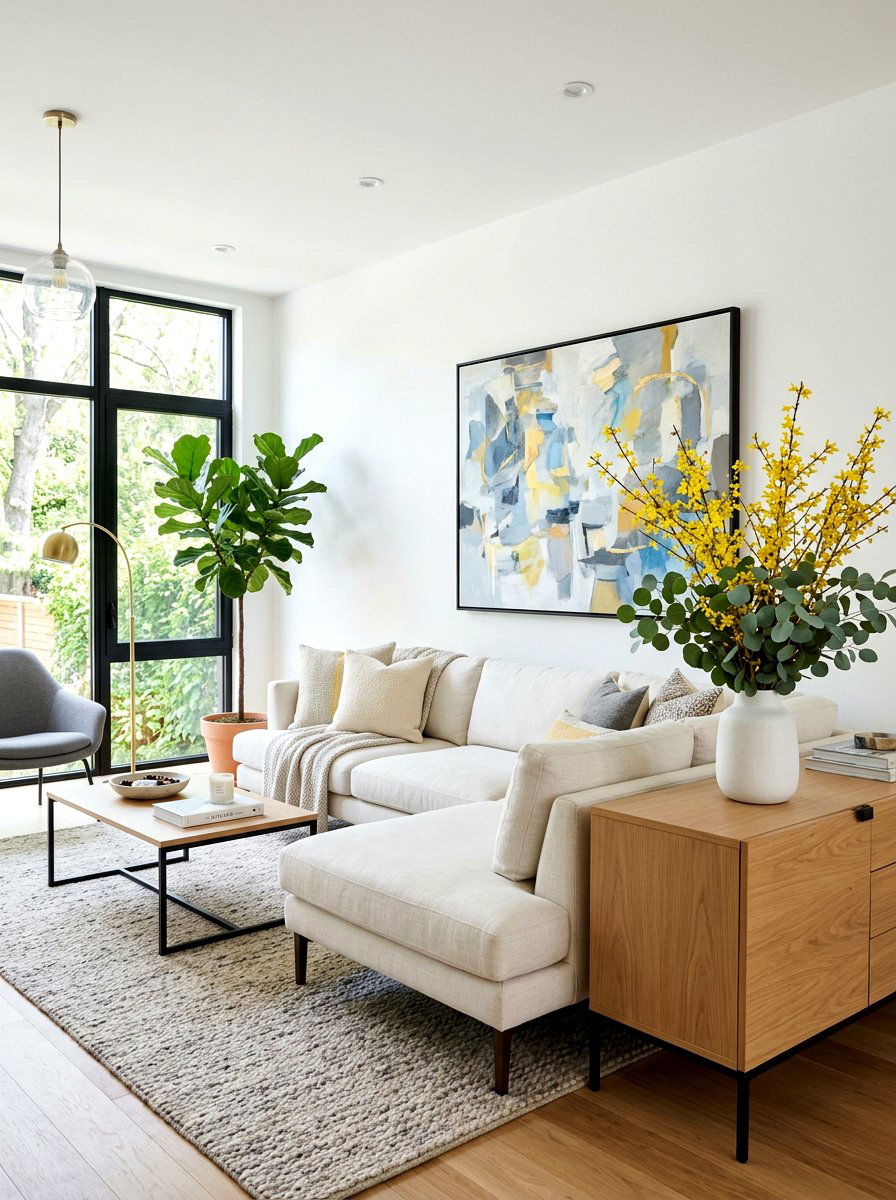 Forsythia And Eucalyptus Greenery - 25 Spring Forsythia Arrangement Ideas