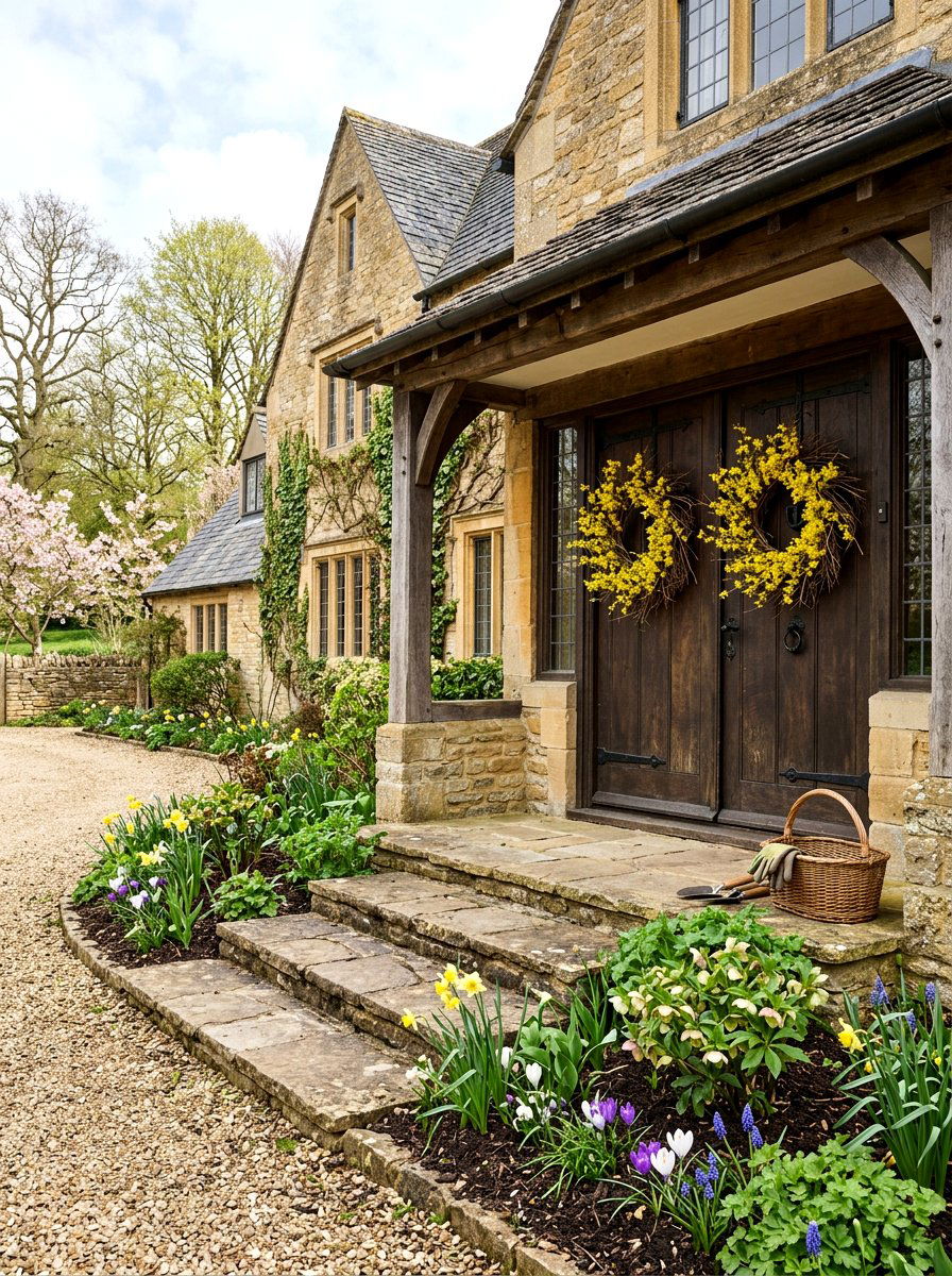 Forsythia And Grapevine Wreath - 25 Spring Double Door Wreath Ideas