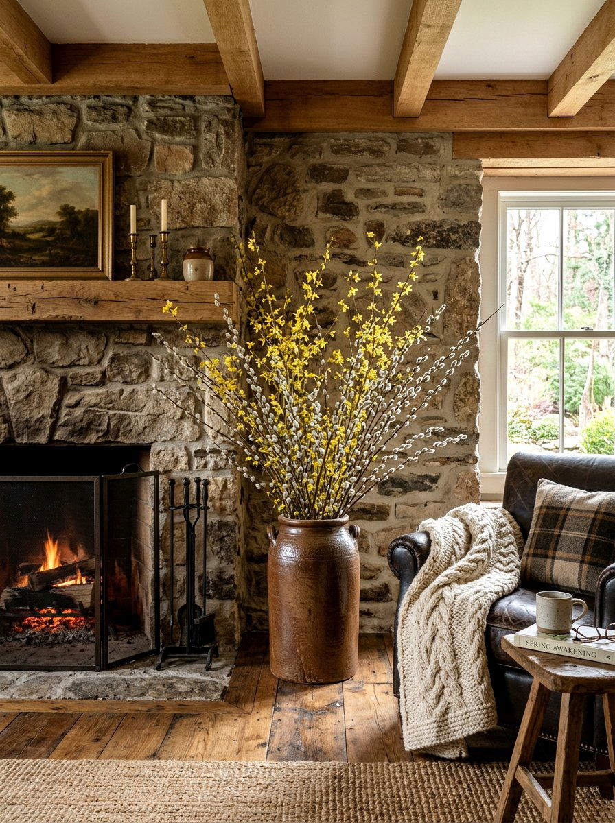 Forsythia And Pussy Willow Arrangement - 25 Spring Forsythia Arrangement Ideas