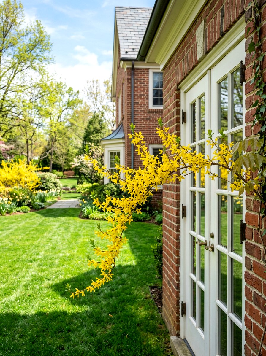 Forsythia Branch - 25 Spring French Door Decor Ideas