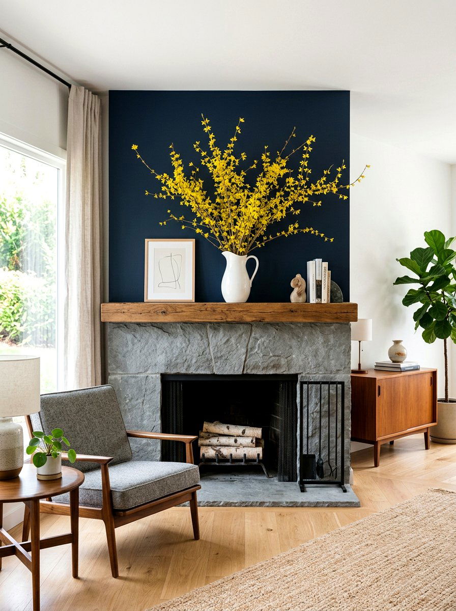 Forsythia Branch Decor - 25 Spring Mantel Arrangement Ideas