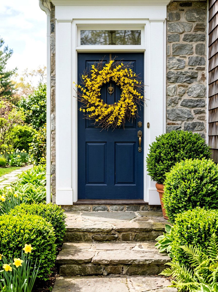 Forsythia Branch Wreath - 25 Spring DIY Wreath Ideas