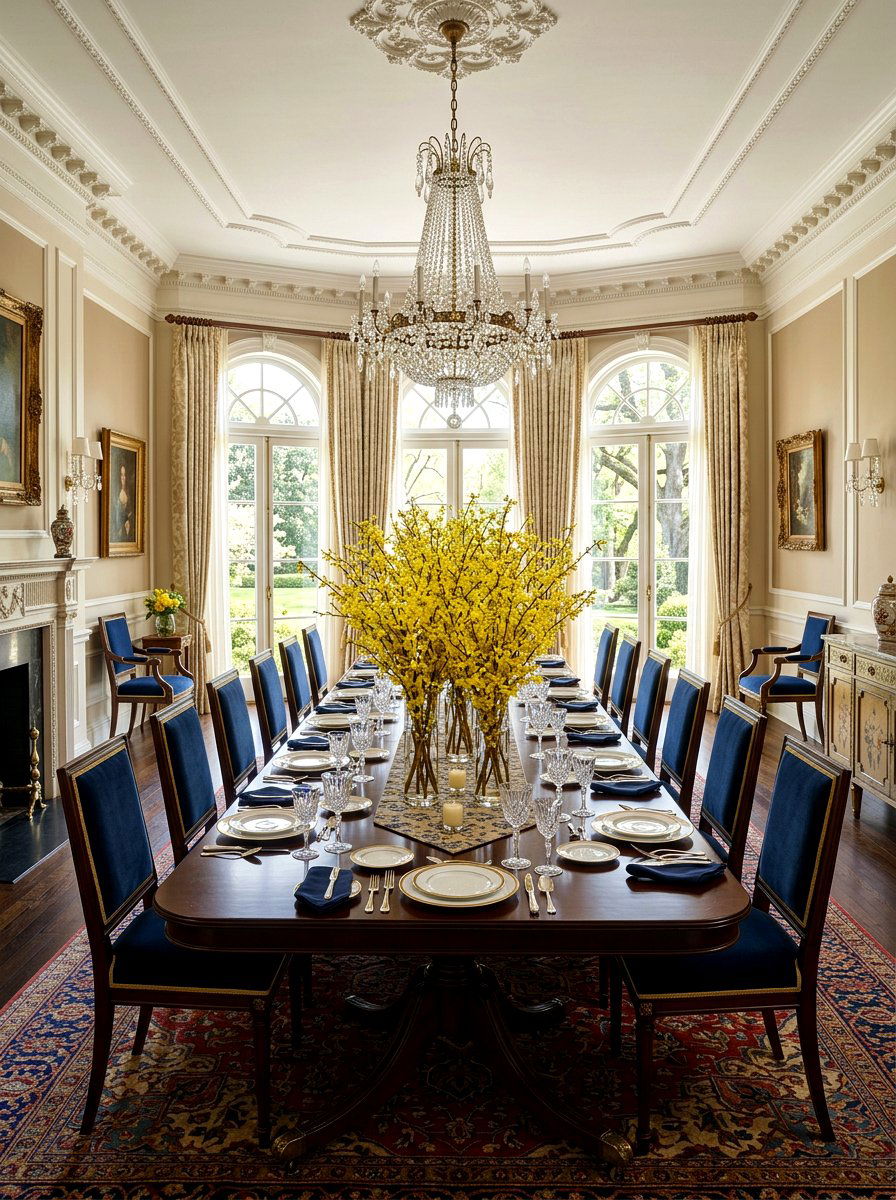 Forsythia Branches On Dining Room Table - 25 Spring Forsythia Arrangement Ideas