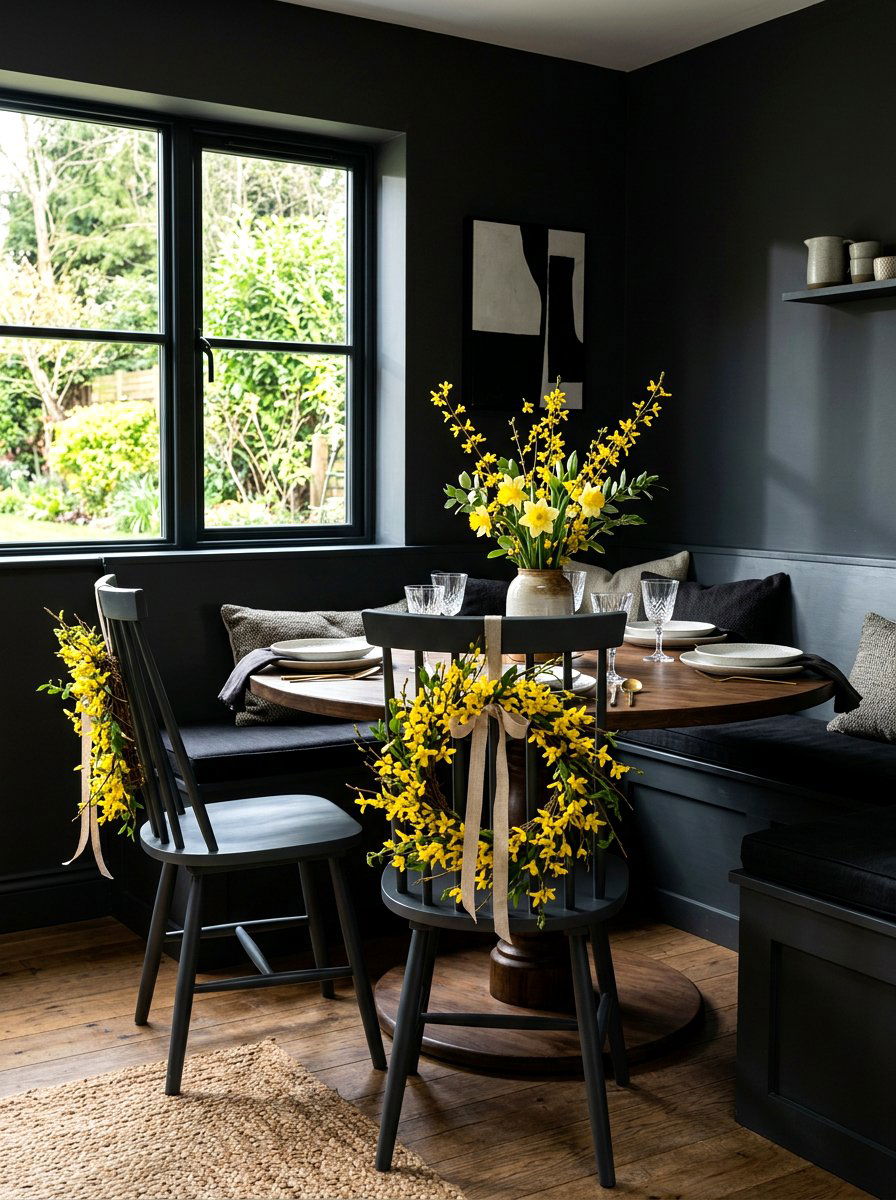 Forsythia Chair Wreath - 25 Spring Chair Back Wreath Ideas