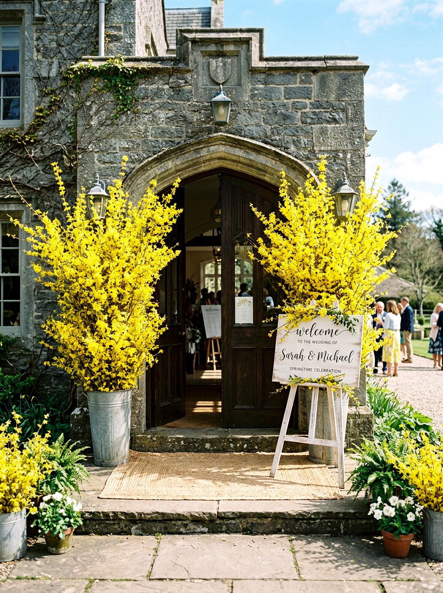 Forsythia Entryway Branch - 25 Spring Wedding Flower Ideas