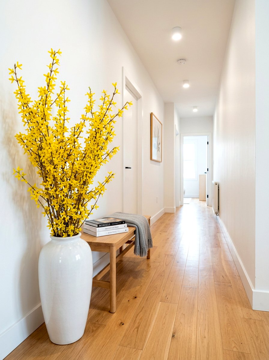 Forsythia Floor Vase - 25 Spring Flower Arrangement Ideas