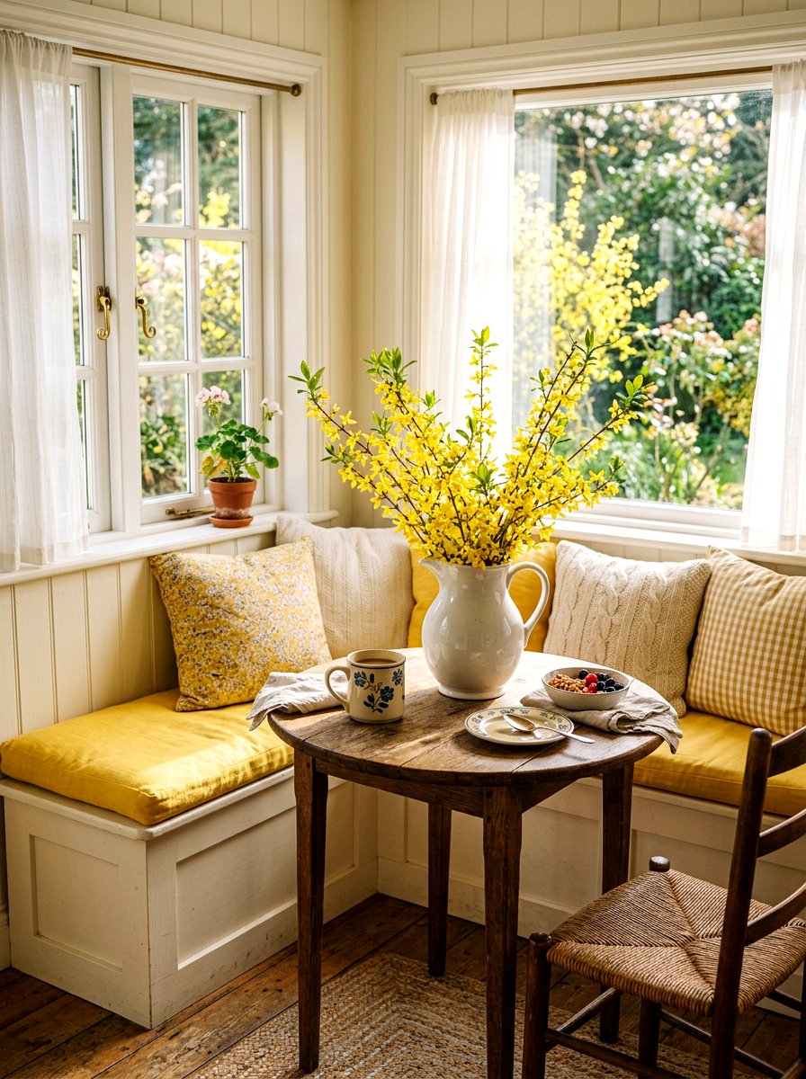 Forsythia In White Ceramic Pitcher - 25 Spring Forsythia Arrangement Ideas
