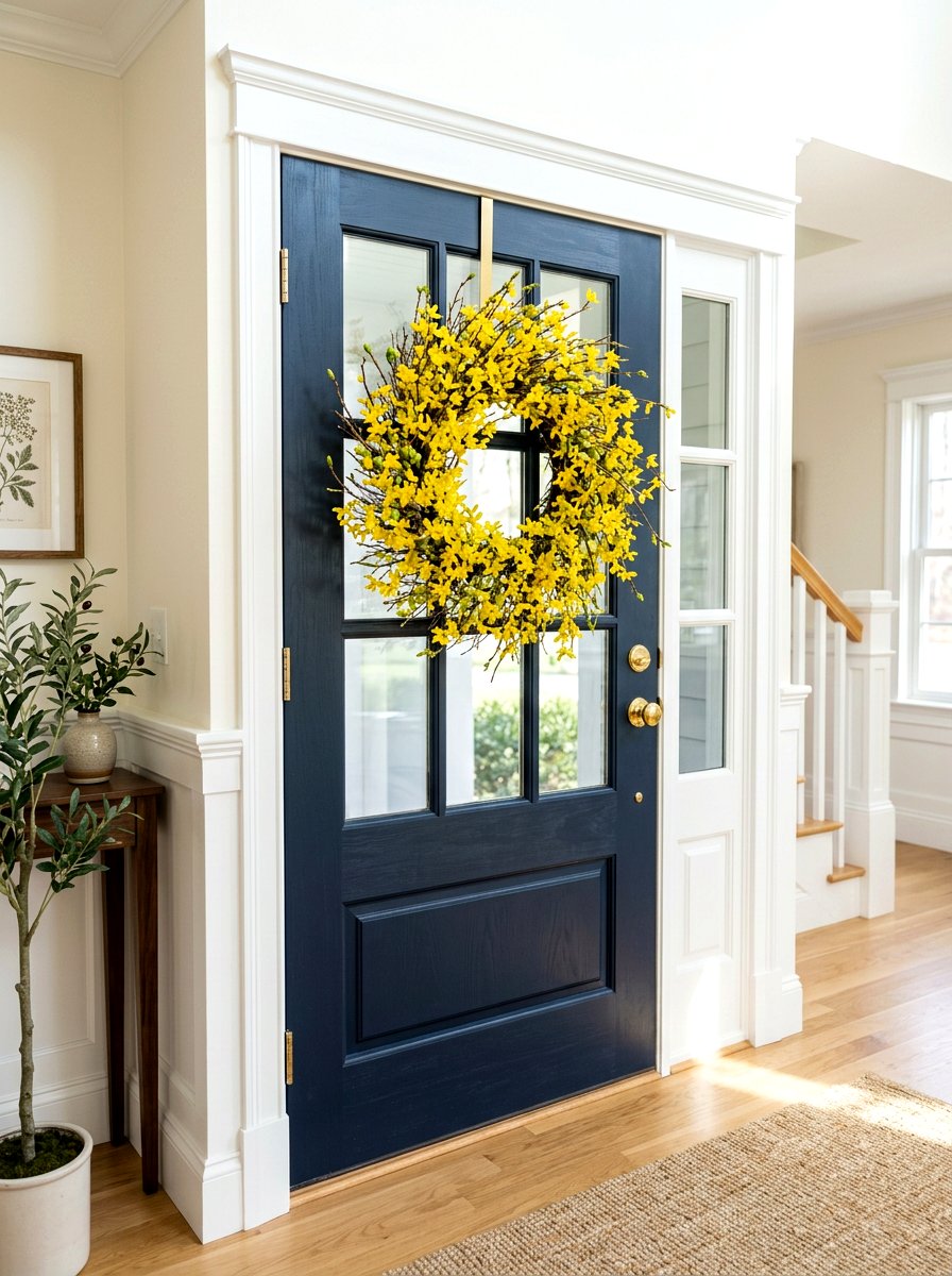 Forsythia Spring Wreath - 25 Spring Front Door Decor Ideas
