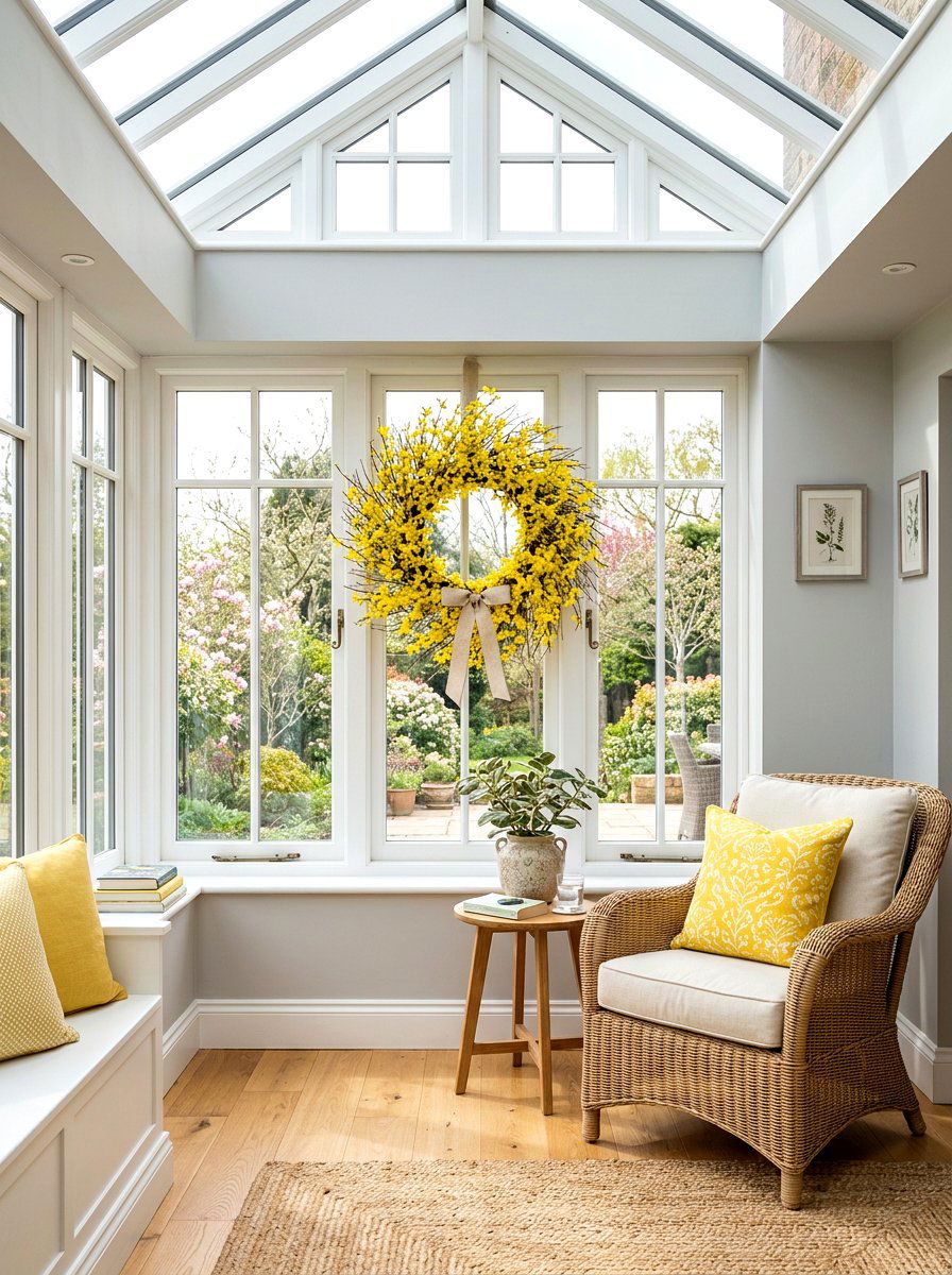 Forsythia Window Wreath - 25 Spring Window Wreath Ideas
