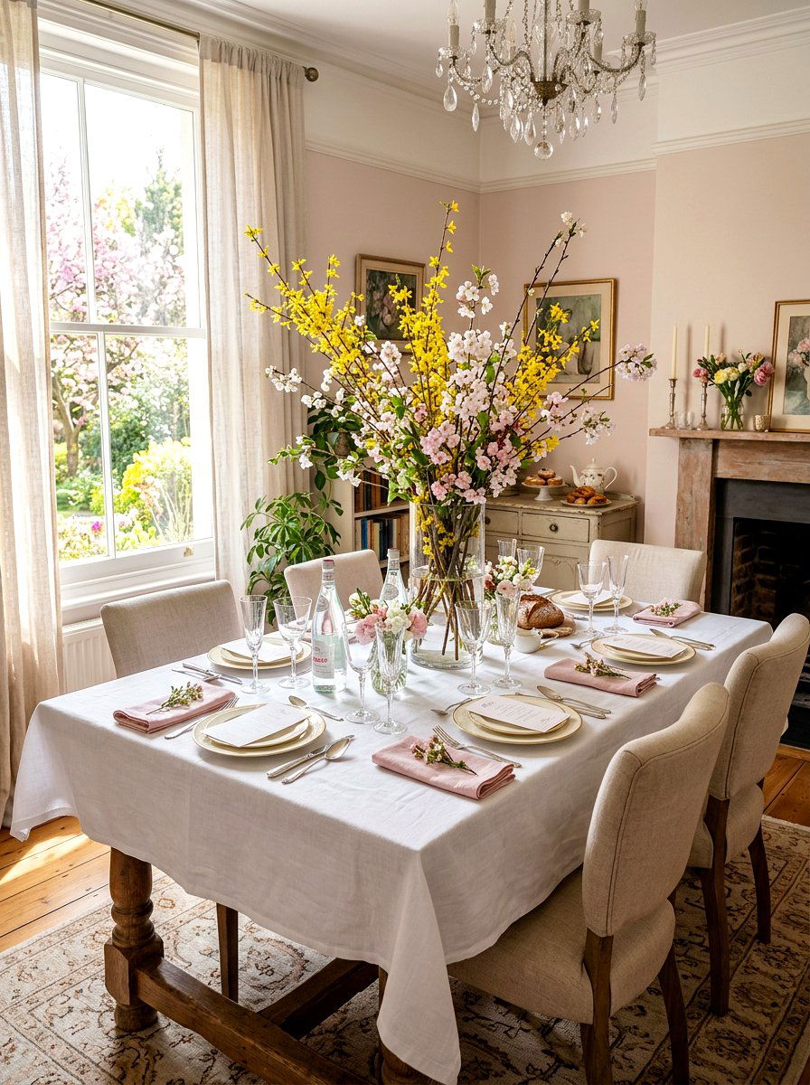 Forsythia With Pink Cherry Blossoms - 25 Spring Forsythia Arrangement Ideas