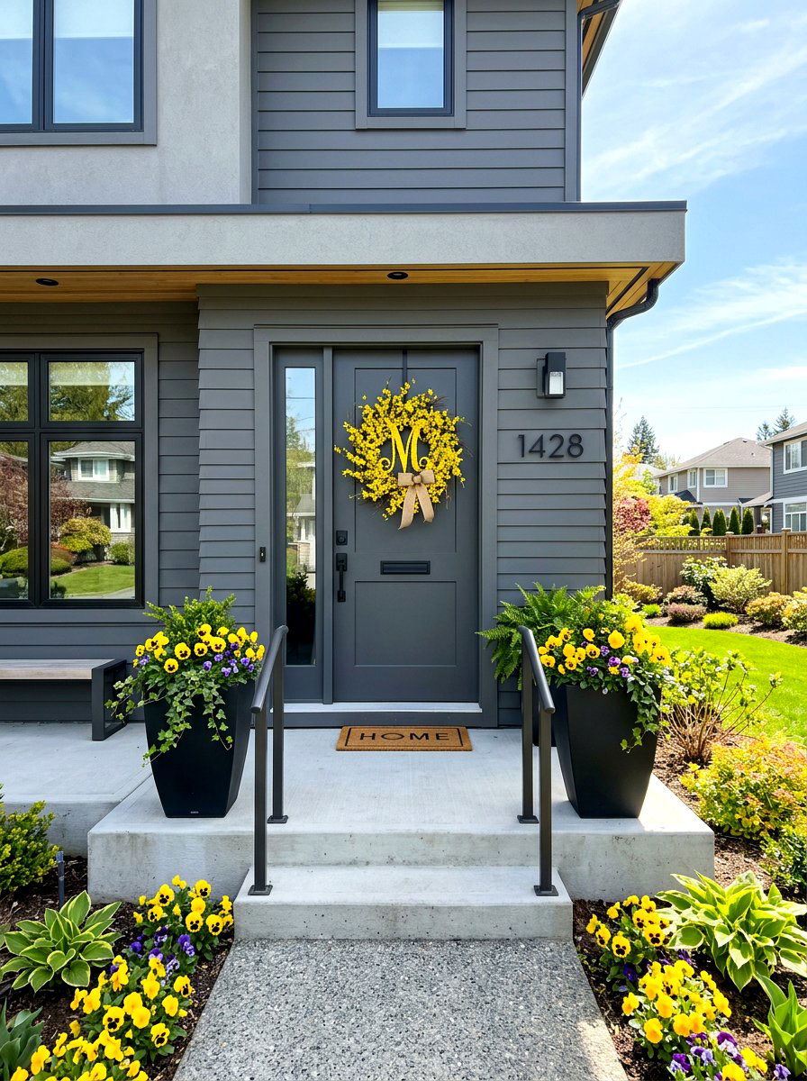 Forsythia Yellow Initial Wreath - 25 Spring Initial Wreath Ideas