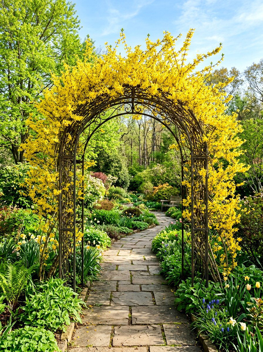 Forsythia archway - 25 Spring Forsythia Bush Ideas