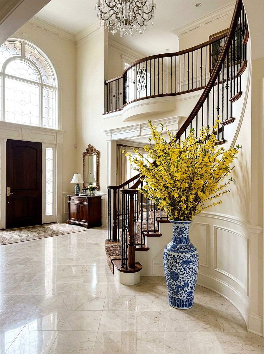 Forsythia branch decor - 25 Spring Vase Filler Ideas