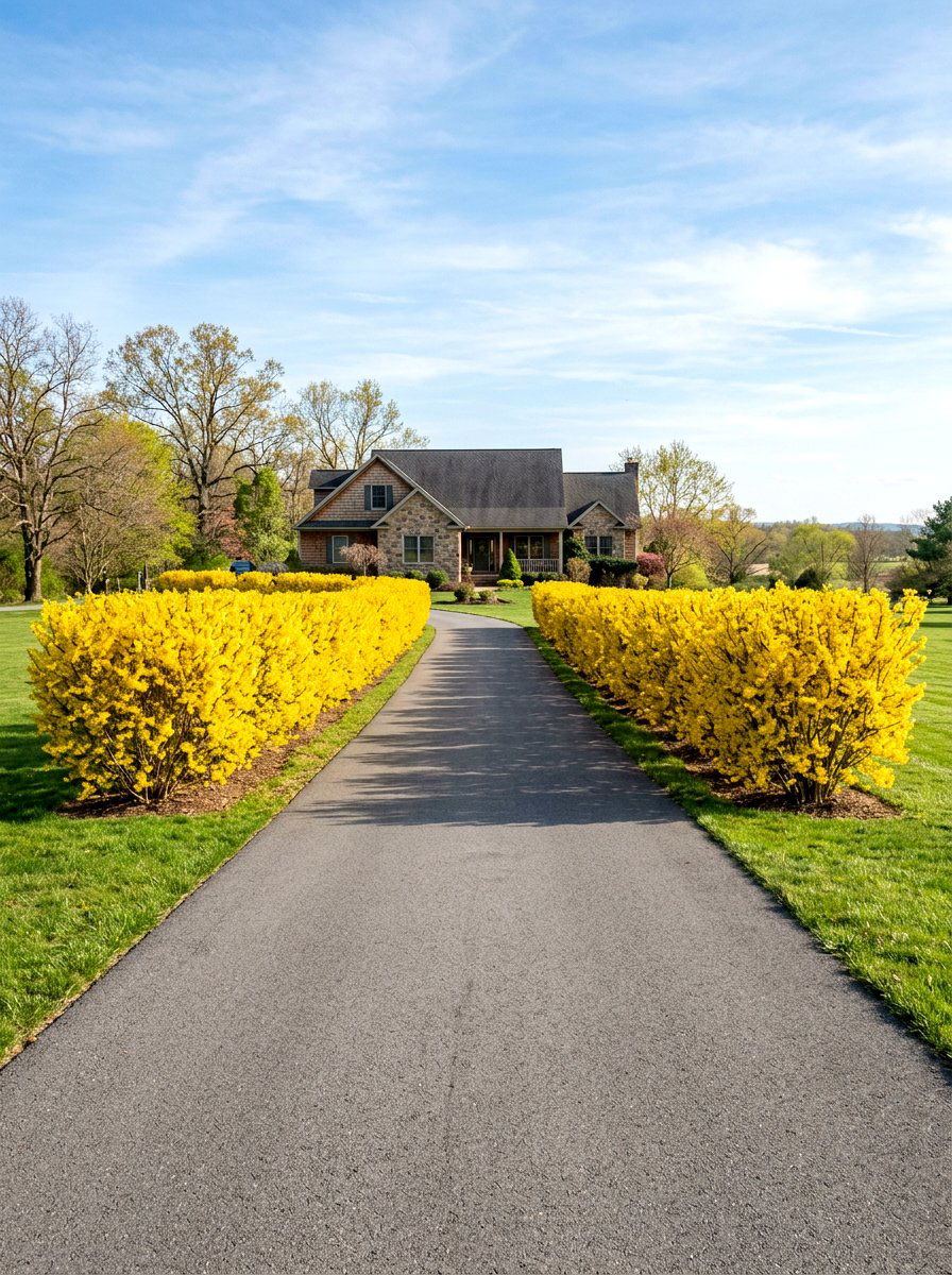 Forsythia driveway lining - 25 Spring Forsythia Bush Ideas