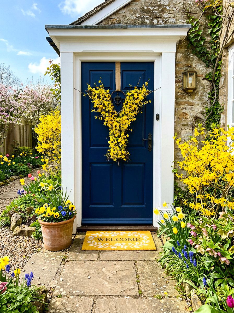 Forsythia letter wreath - 25 Spring Letter Wreath Ideas