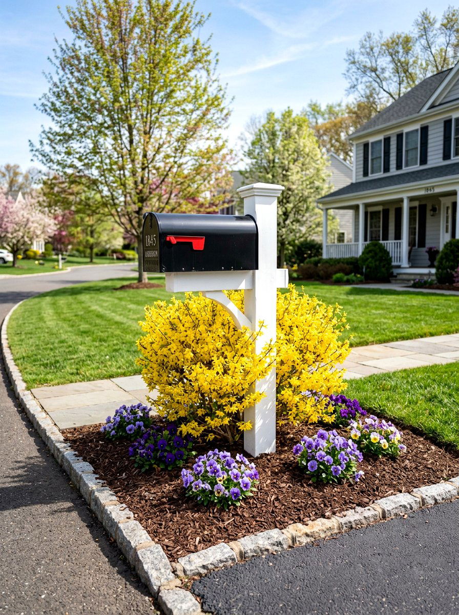 Forsythia mailbox landscape - 25 Spring Forsythia Bush Ideas