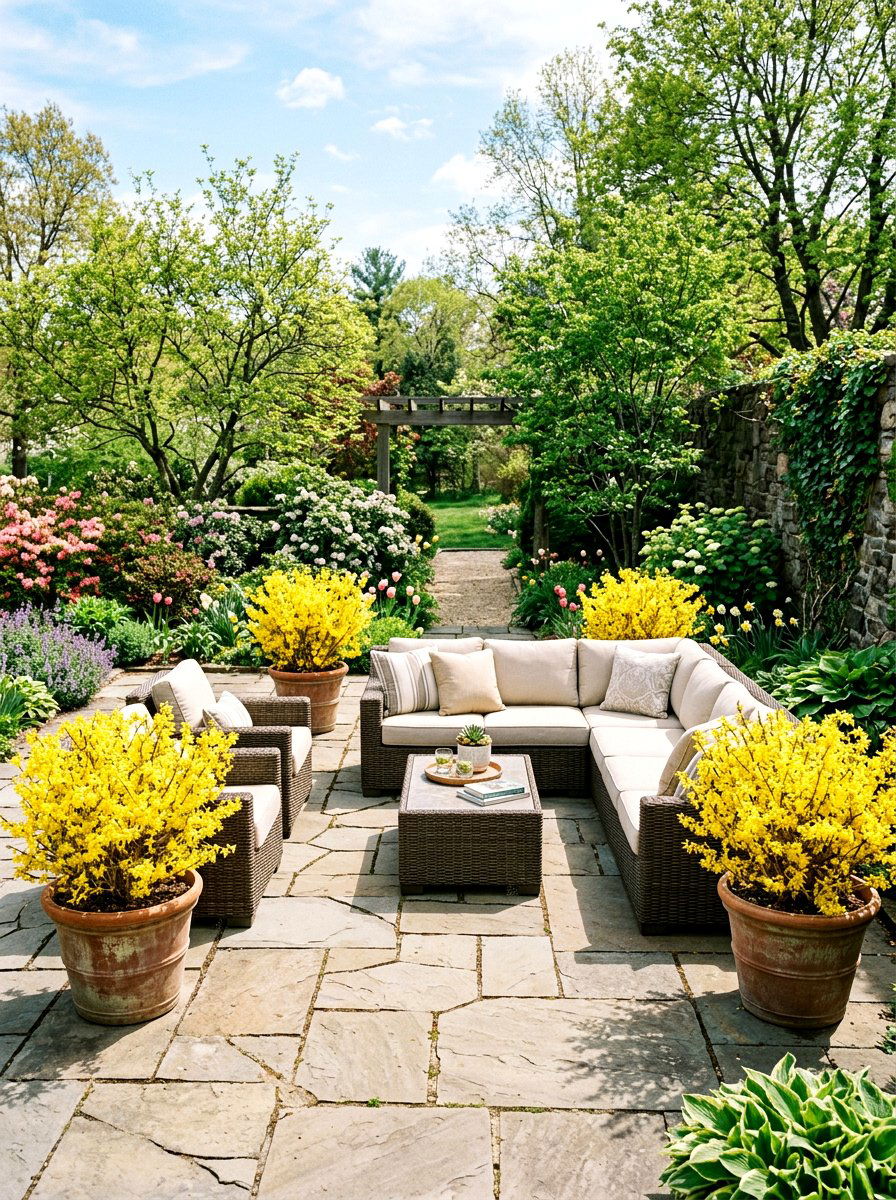 Forsythia patio decor - 25 Spring Forsythia Bush Ideas
