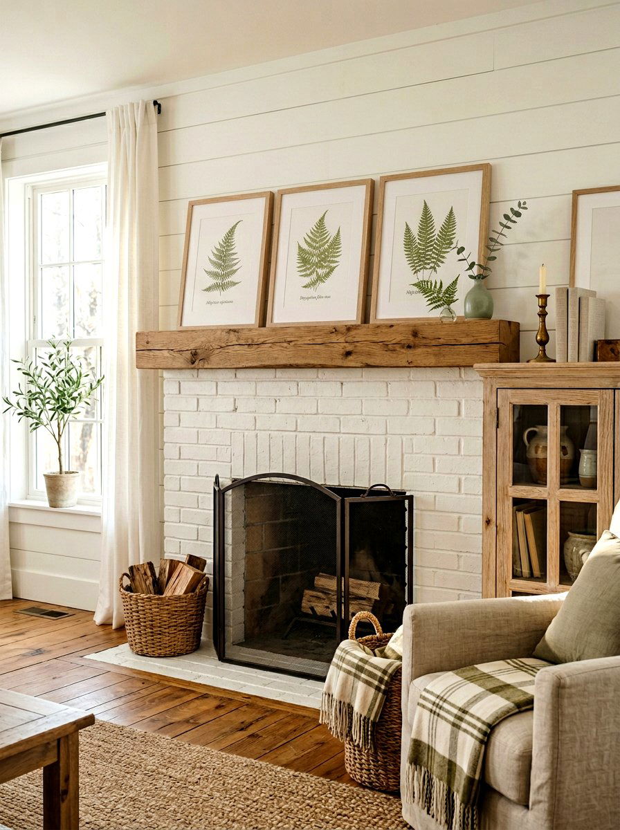 Framed Botanical Art - 25 Spring Living Room Mantel Ideas