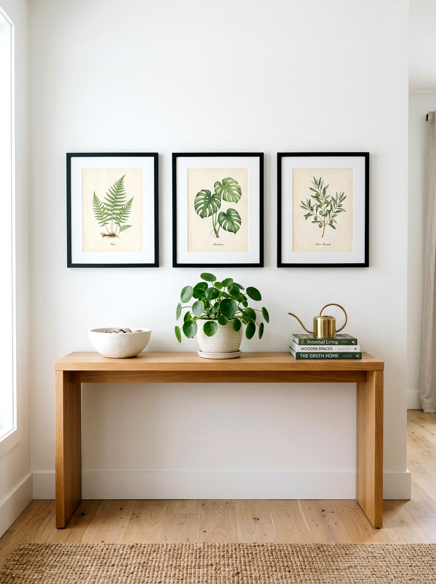 Framed Botanical Art Console - 25 Spring Entry Table Arrangement Ideas