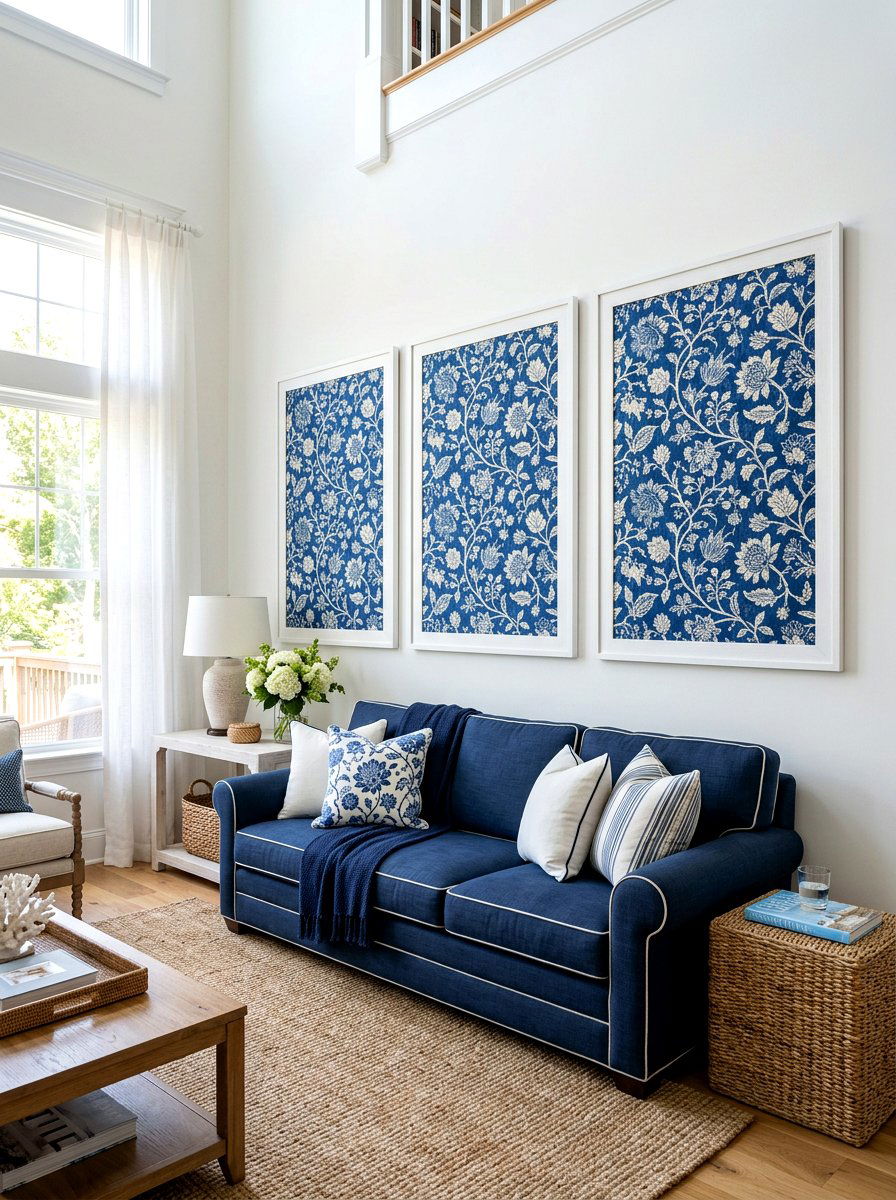 Framed Fabric Panels - 25 Spring Living Room Wall Decor Ideas