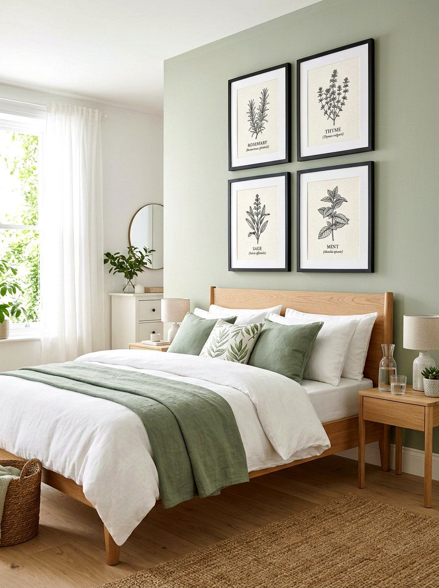 Framed Herb Print - 25 Spring Headboard Decor Ideas