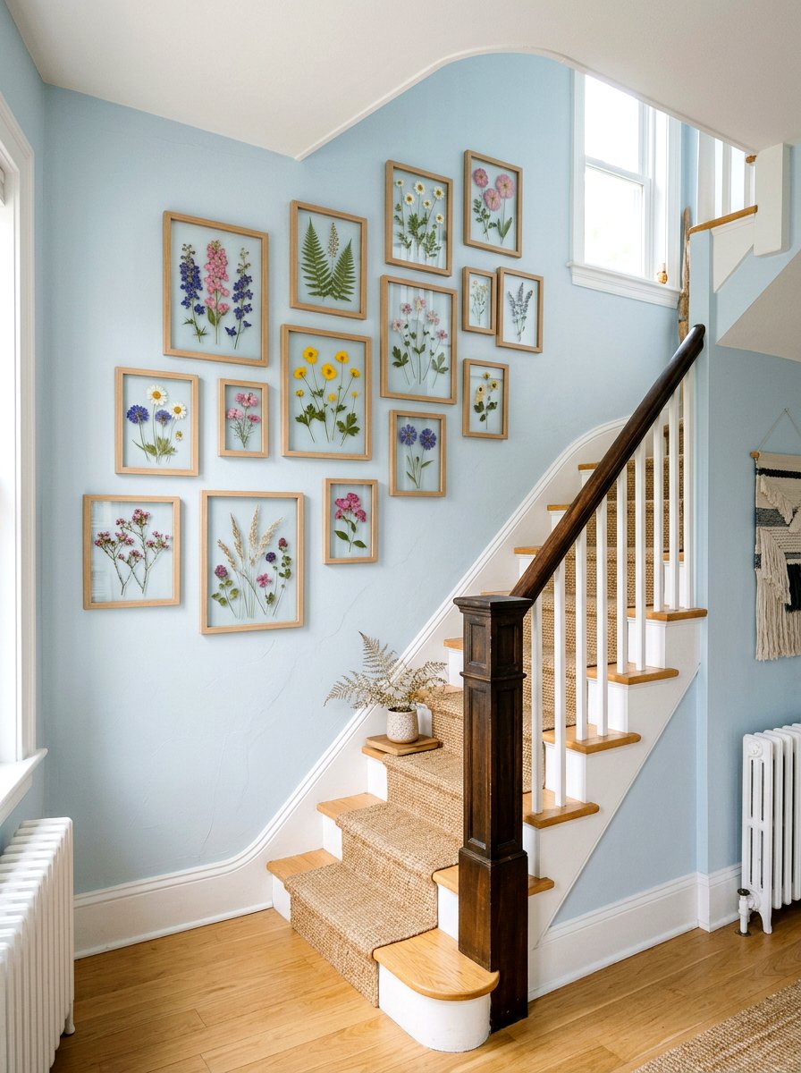 Framed Pressed Flower - 25 Spring Stairway Wall Decor Ideas
