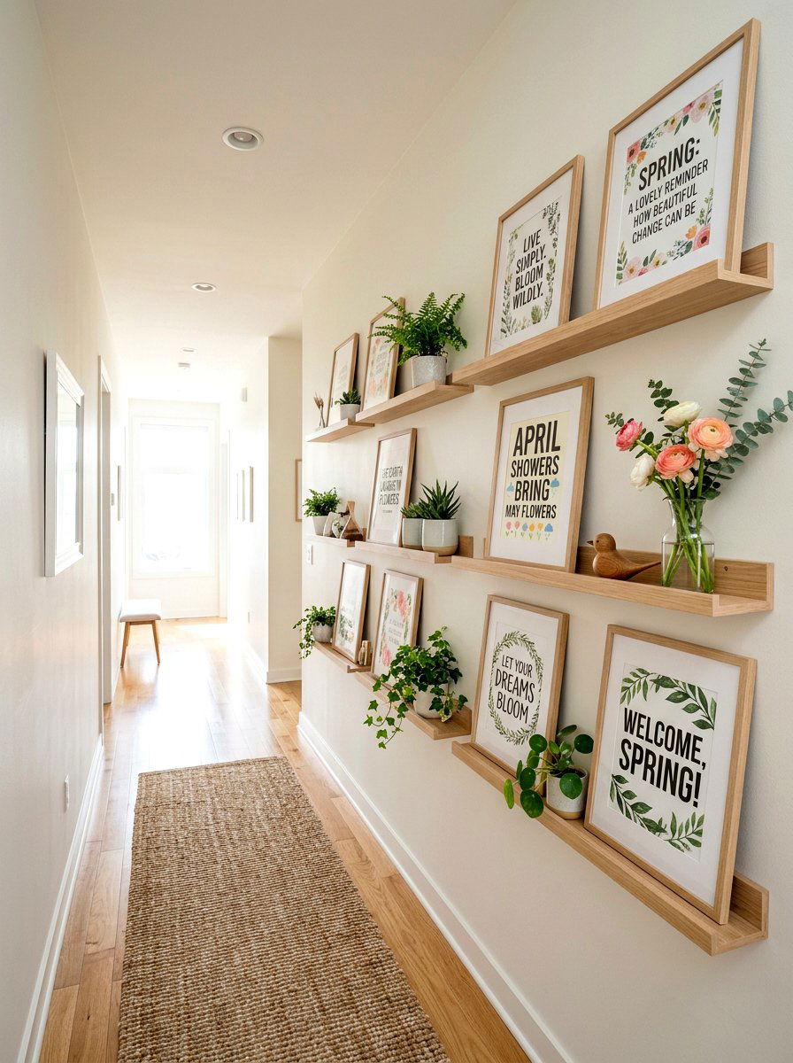 Framed Spring Quote Art - 25 Spring Floating Shelf Decor Ideas