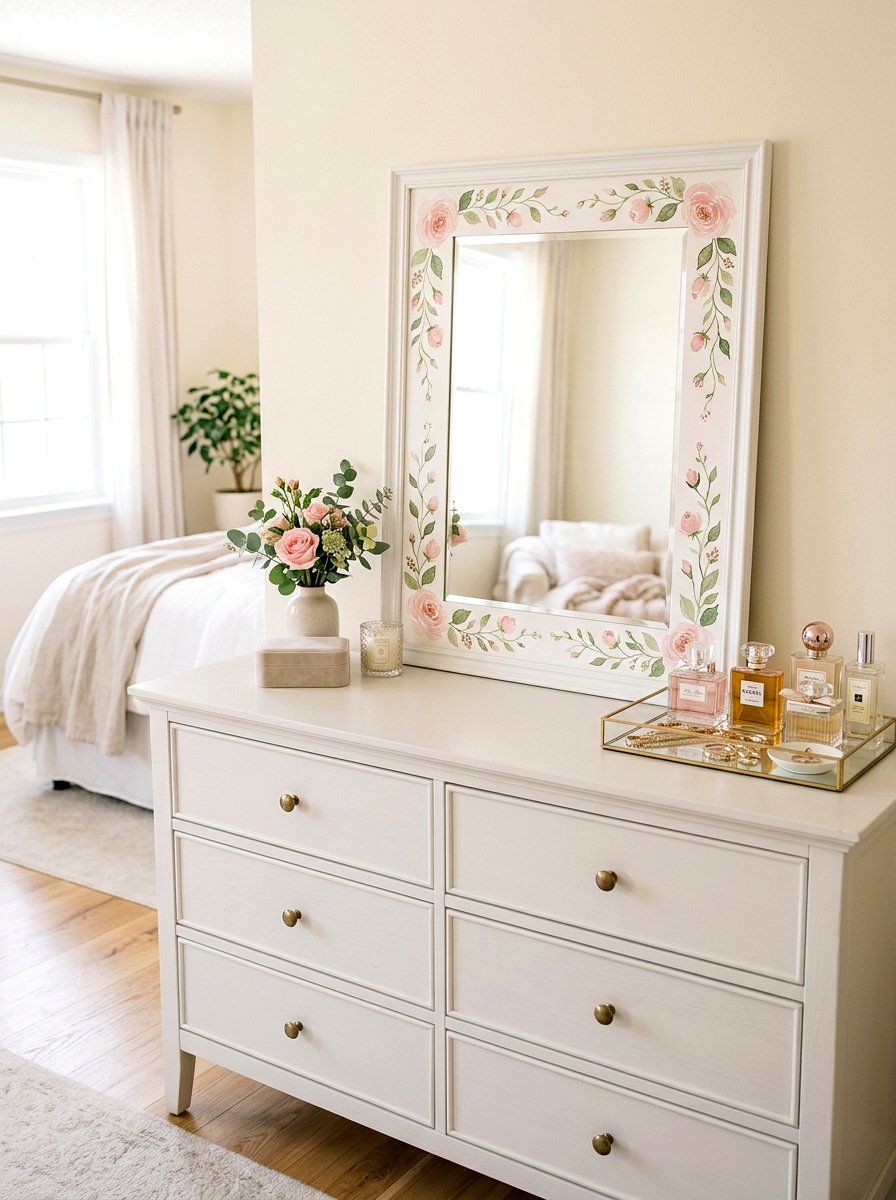 Framed Watercolor Mirror - 25 Spring Watercolor Decor Ideas