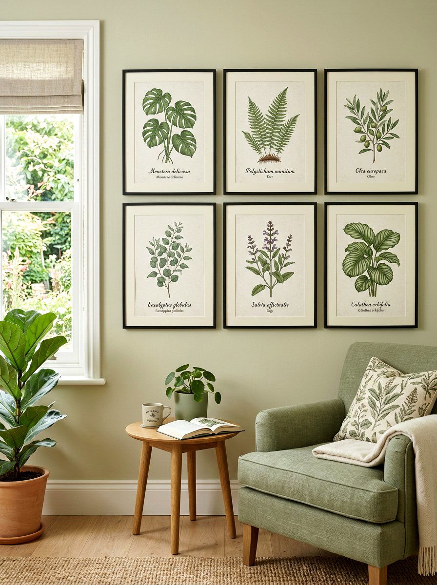 Framed plant prints - 25 Spring Bedroom Wall Decor Ideas