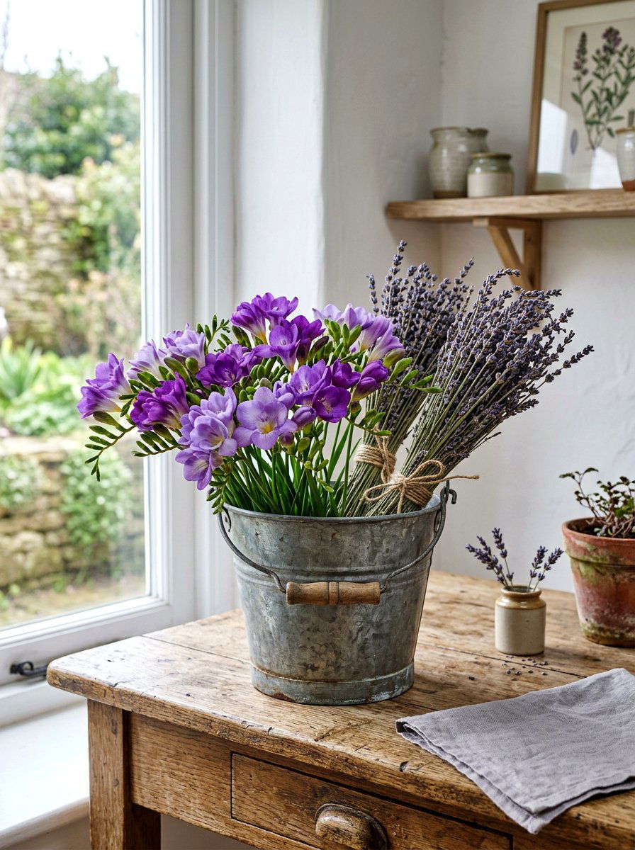 Freesia And Lavender - 25 Spring Freesia Arrangement Ideas
