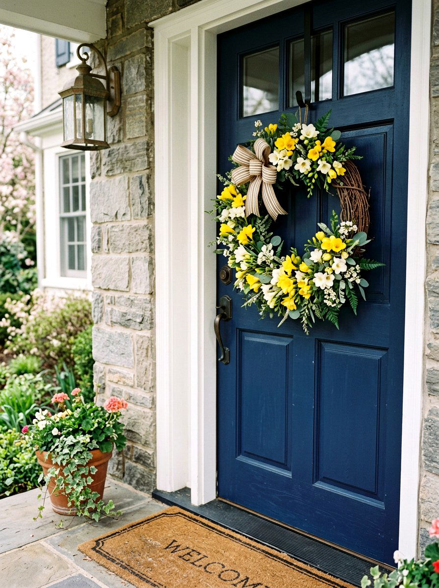 Freesia Door Wreath - 25 Spring Freesia Arrangement Ideas