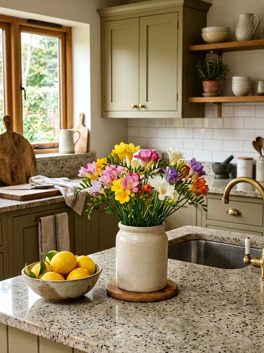 Freesia Kitchen Counter - 25 Spring Freesia Arrangement Ideas