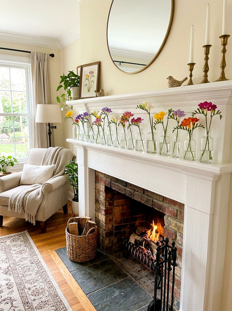 Freesia Mantel Decor - 25 Spring Freesia Arrangement Ideas