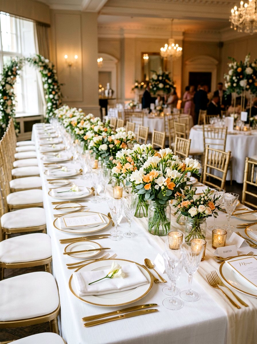 Freesia Wedding Table - 25 Spring Freesia Arrangement Ideas