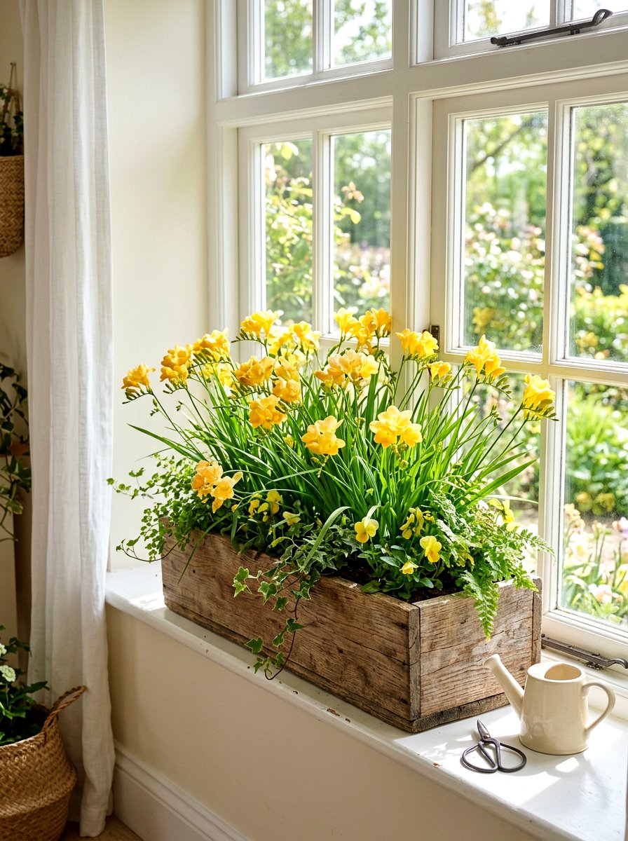 Freesia Window Box - 25 Spring Freesia Arrangement Ideas