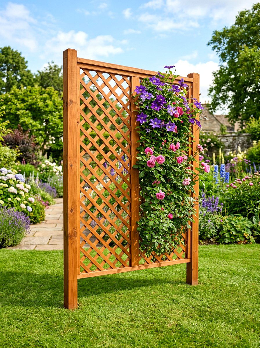 Freestanding Cedar Trellis - 25 Spring Trellis Decor Ideas