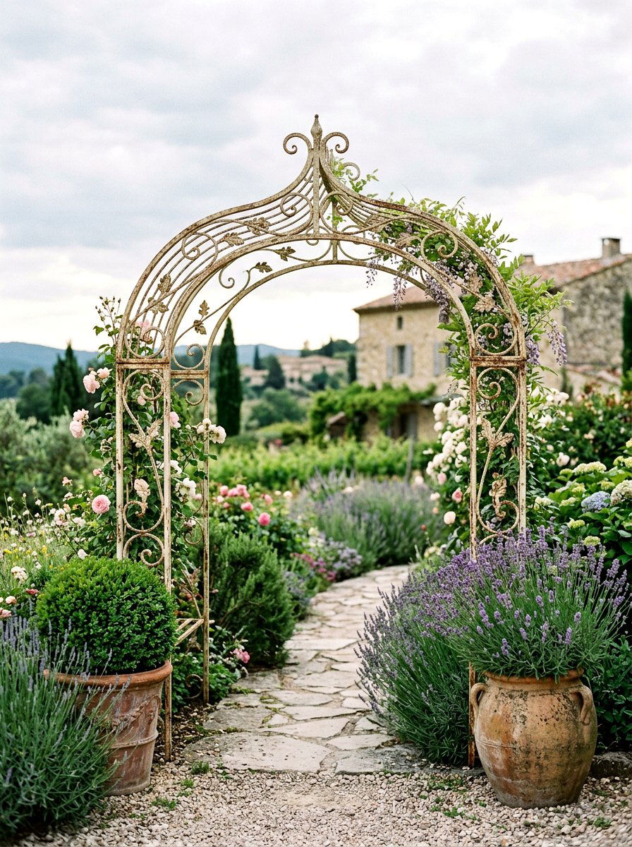 French Country Iron Arbor - 25 Spring Arbor Entrance Decor Ideas