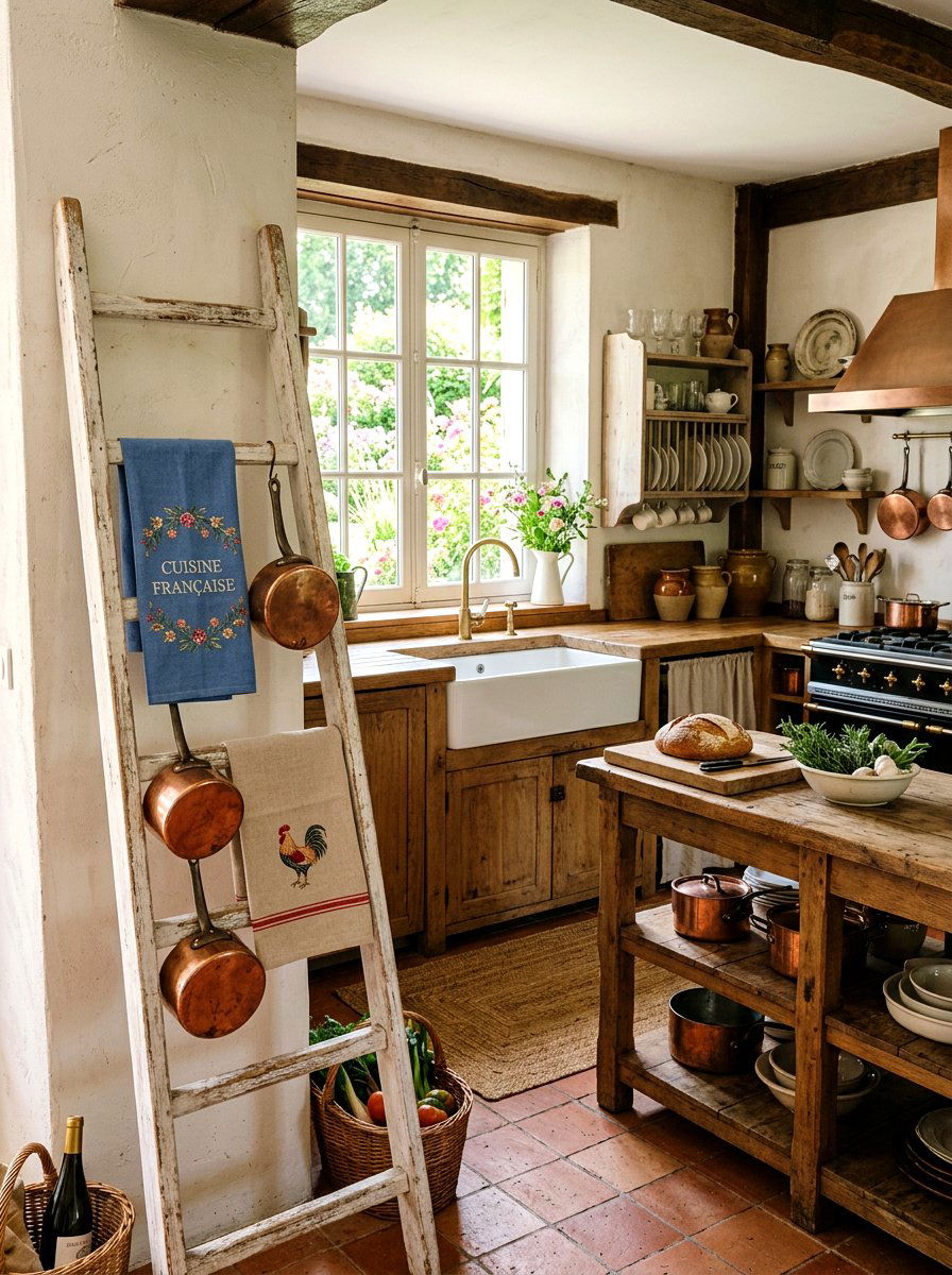 French Country Kitchen Decor - 25 Spring Ladder Decor Ideas
