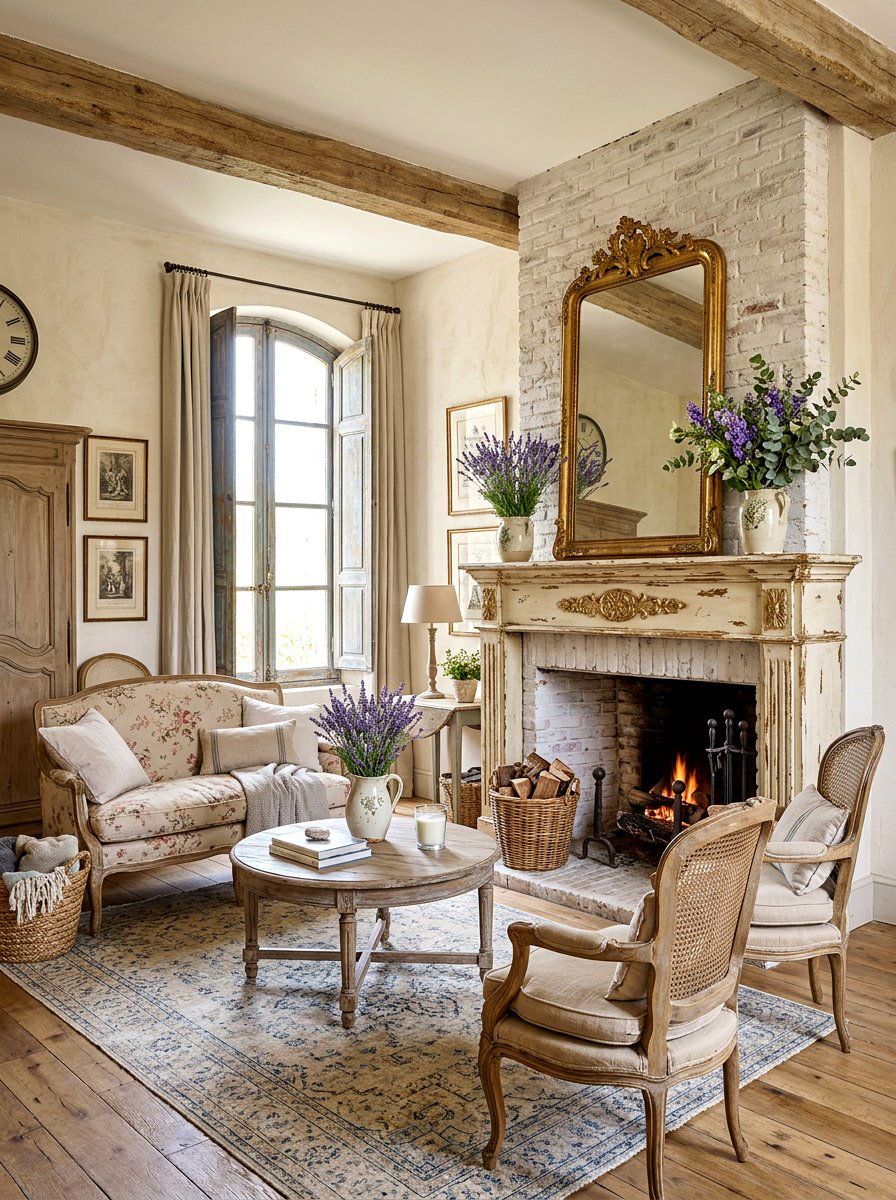 French Country Mantel - 25 Spring White Brick Fireplace Ideas