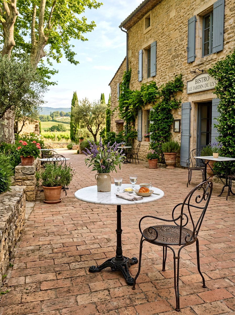 French Country Outdoor Bistro - 25 Spring Outdoor Dining Table Decor Ideas
