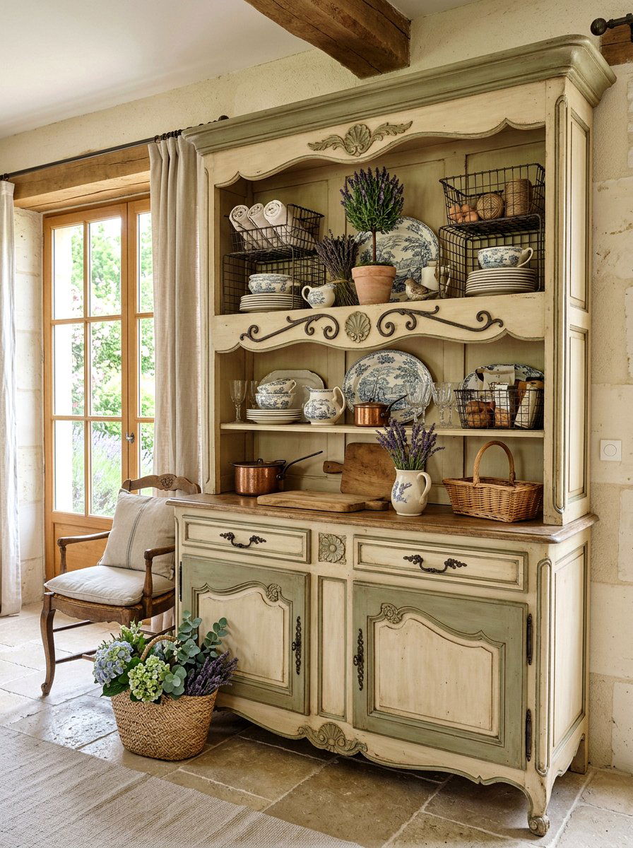 French Country Spring Hutch - 25 Spring Hutch Decor Ideas