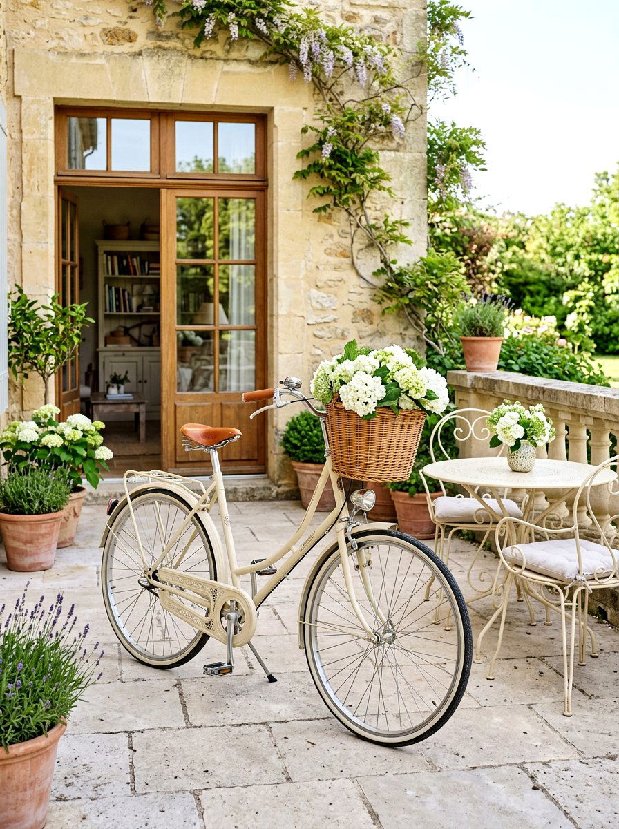French Country Style Bicycle - 25 Spring Bicycle Decor Ideas