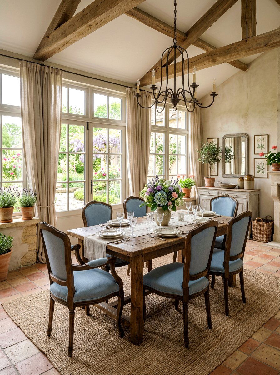 French Country Sunroom With Soft Blue - 25 Spring Sunroom Decor Ideas