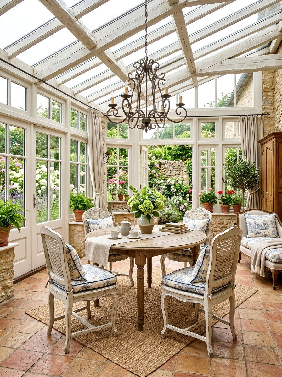 French Country Sunroom - 25 Spring Enclosed Porch Decor Ideas