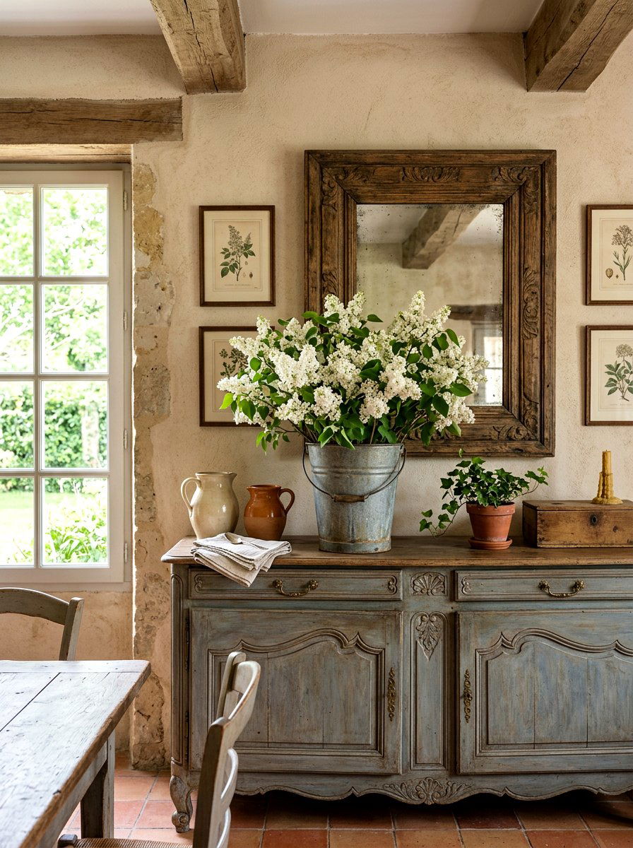 French Country Tin Bucket Pitcher - 25 Spring Tin Bucket Planter Ideas