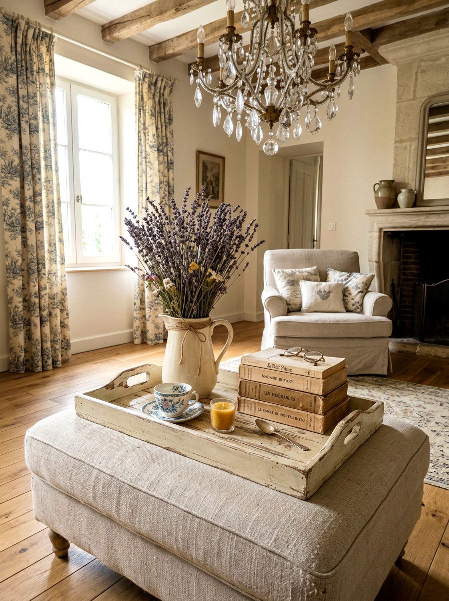 French Country Tray - 25 Spring Ottoman Tray Ideas