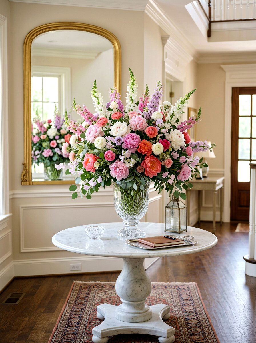 Fresh Flower Entryway Table - 25 Spring Lobby Decor Ideas