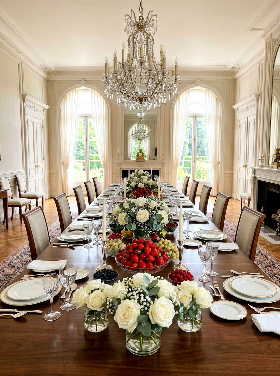 Fresh Fruit And Flower Mix - 25 Spring Long Table Decor Ideas